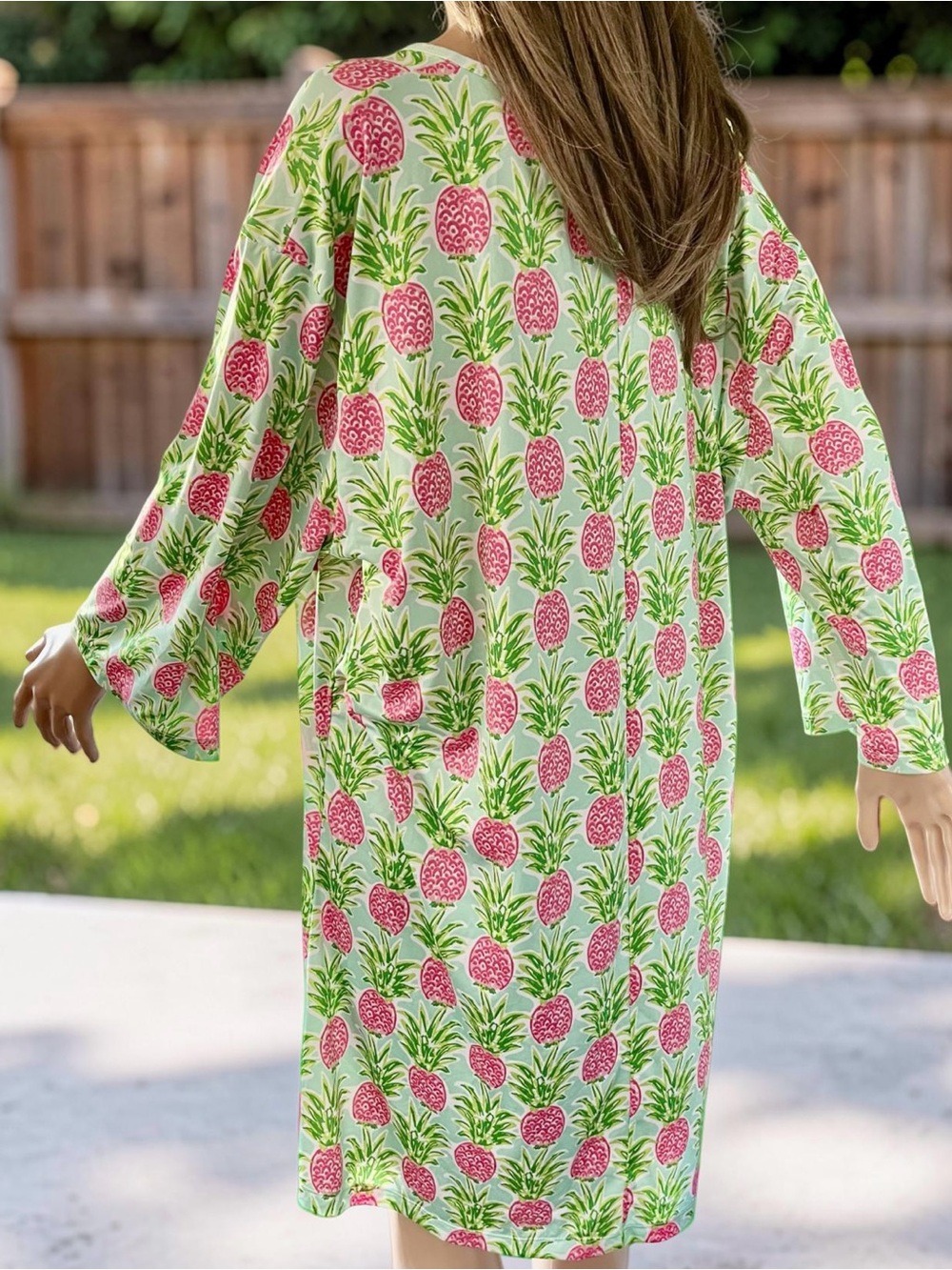 Viv & Lou Pineapple Print Kaftan Dress XXL Tropical Resort Vacation Cover Up - Picture 6 of 8